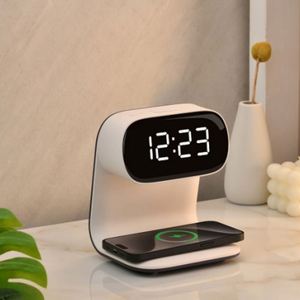 Réveil avec écran LED JEDI, <span class=keywords><strong>chargeur</strong></span> sans fil 3 en 1, station de charge rapide avec commande tactile, veilleuse - Product Image 4