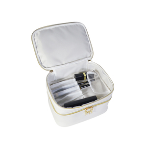 Female White Leather Makeup <b>Bag</b> Custom Travel Vegan Leather Makeup Brush <b>Bags</b> <b>Large</b> Size Faux Pu Leather <b>Wash</b> <b>Bag</b> - Product Image 4