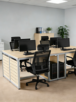 Bureau de conférence en profilé aluminium Ocean Board, style industriel, avec tiroirs de rangement modulables pour poste de travail informatique