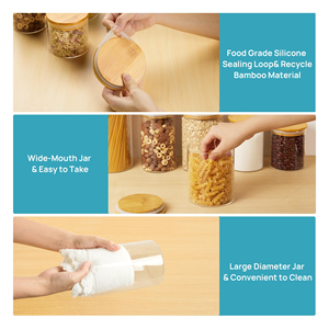Venta al por mayor de fábrica: Tarros de almacenamiento de vidrio de borosilicato de alta calidad para especias y alimentos de cocina, con tapas y grosor personalizado. - Product Image 3