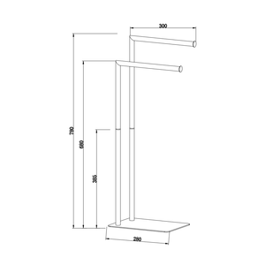 Portasciugamani cromato a 2 ripiani con base rettangolare - Product Image 4