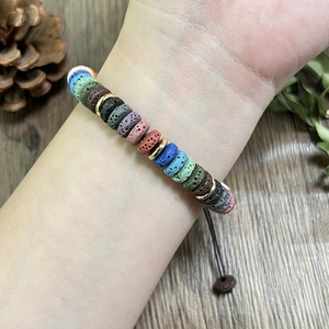 Bracelets tressés en <span class=keywords><strong>pierre</strong></span> de lave arc-en-ciel faits à la main, bijoux d'énergie des chakras de yoga <span class=keywords><strong>volcanique</strong></span>, diffuseur d'huiles essentielles, cadeau - Product Image 3