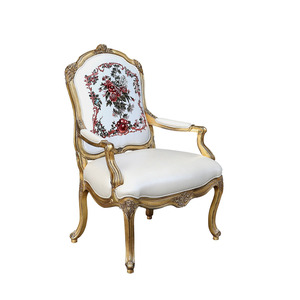 Chaise de salon en bois massif français, chaise individuelle, <span class=keywords><strong>villa</strong></span>, sculptée à <span class=keywords><strong>la</strong></span> main, en cuir de vache, chaise de loisirs - Product Image 1