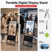 Exhibidor de Carteles Publicitarios Plegable Digital Portátil de 43 Pulgadas con Ruedas para Promoción en Tiendas Minoristas y Restaurantes