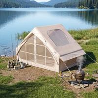 Tente de camping gonflable sans poteaux avec fenêtre de toit, abri imperméable et coupe-vent pour un glamping de luxe en plein air