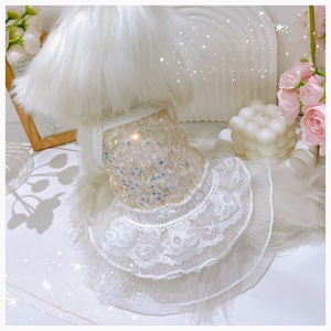 <b>Cute</b> Summer Dress For Teddy <b>Bears</b> Small Dog Suspender Lace Sequins Pet Clothing Breathable Four Seasons Transparent Polyester - Product Image 3