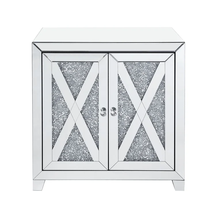 Буфет с бриллиантами, плавающий зеркальный буфет из дробленого кристалла с хрустальными ручками