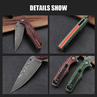 Nouveau Couteau Pliant Damas 2026 60 HRC, Couteau de Poche EDC pour Camping en Plein Air, Multifonction, Manche Ergonomique Coloré