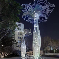 Sculpture d'arbre en métal illuminée de grande taille Vincentaa, sculpture lumineuse ajourée à LED pour l'aménagement paysager des places urbaines