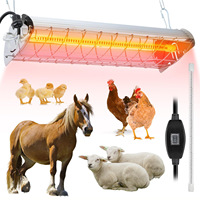 Lampe chauffante infrarouge en fibre de carbone 400W, réutilisable pour l'hiver, chauffe-poulailler suspendu pour bétail avec chaîne réglable