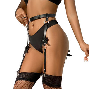 Liga de pierna sintética para mujer, arnés de cuero, Bondage, Roleplay, BDSM, color negro, venta al por mayor, Bondage sexual - Product Image 3