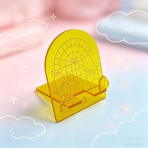 Expositor de acrílico personalizado 3D translúcido con diseño de osos de restaurante y comida, soporte plegable de acrílico para teléfono, expositor de acrílico. - Product Image 1