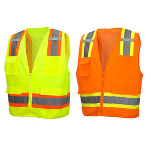 Personnalisation ANSI certifié classe 2 haute visibilité aéroport usine maille fermeture éclair <span class=keywords><strong>multipoches</strong></span> <span class=keywords><strong>gilet</strong></span> de sécurité réfléchissant - Product Image 1