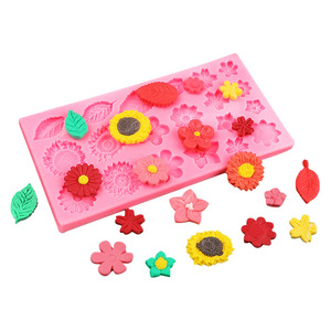 Molde de Silicona para Pastel con Forma de Rectángulo 3D, 20 Diseños Diferentes, Tamaños de Girasol, Margarita, Ciruela, Cereza, Orquídea, Rosa, Berenjena y Hojas, para Manualidades - Product Image 5