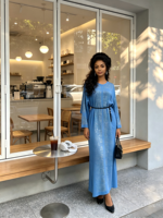Robe en mousseline de haute qualité pour femme, simple, respirante, coupe classique, design arabe islamique, grande taille, ample, unie avec motif lettre