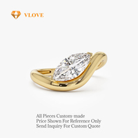 VLOVE Bagues de fiançailles de conception spéciale de haute qualité Bague en diamant Marquise en or 1.00 Ctw 14K cultivé en laboratoire