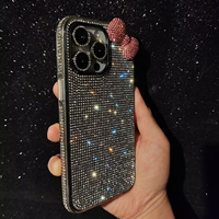 Étui de téléphone portable élégant et luxueux avec nœud papillon en diamant pour iPhone 16 15 14 13 12 Promax 7 8 Plus Mini X XR - Housse de protection tendance