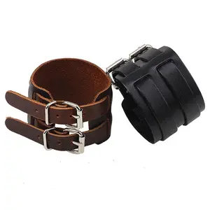 LIVE4U Mới Nhất Mens Dây Đeo Vành Đai Rộng Khóa Có Thể Điều Chỉnh Cuff Bangle Dây Đeo Cổ Tay Chính Hãng Vòng Đeo Tay Bằng Da