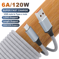 Pabrik grosir kabel usb jalinan nilon merah Tipe c usb2.0 Tipe c kabel data pengisian cepat kompatibel dengan ponsel android
