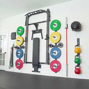 Equipo de <span class=keywords><strong>Fitness</strong></span> para Gimnasio en Casa <span class=keywords><strong>Rack</strong></span> Plegable de Pared Soporte para Sentadillas de Montaje Mural con Barra Multiaagarre - Product Image 2
