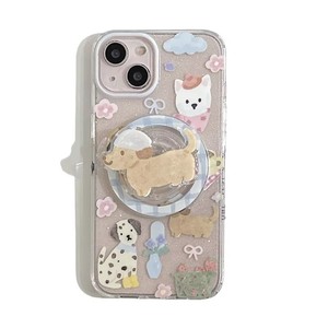Cane carino staffa magnetica adatto per Apple 15 ProMax cassa del telefono 12 doppio strato <span class=keywords><strong>iPhone</strong></span> <span class=keywords><strong>13</strong></span> pacchetto completo Flash <span class=keywords><strong>rosa</strong></span> custodia del telefono - Product Image 1
