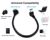Kabel USB 3.0 a Male ke Micro B Sudut 90 Derajat Panjang Kustom, Pelindung Jalinan Tembaga Murni, Untuk Hard Disk, Fleksibel, Pengunci Sekrup, Ready Stock