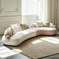 Canapé en tissu bicolore à pétales incurvés, style bonbon français, avec assise profonde, personnalisable pour hôtels, directement de l'usine