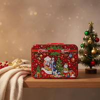 Vente en gros de boîte en métal personnalisée belle boîte en étain imprimée de Noël grande boîte en métal alimentaire boîte à déjeuner en étain emballage avec serrure et poignée