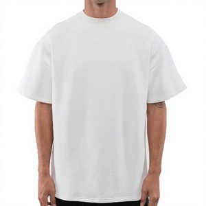 High Quality Unisex Luxury Custom Heavy 100% Cotton Oversized Boxy T-<b>Shirt</b> Blank Mock Neck Breathable Quick Dry 220g - Product Image 6