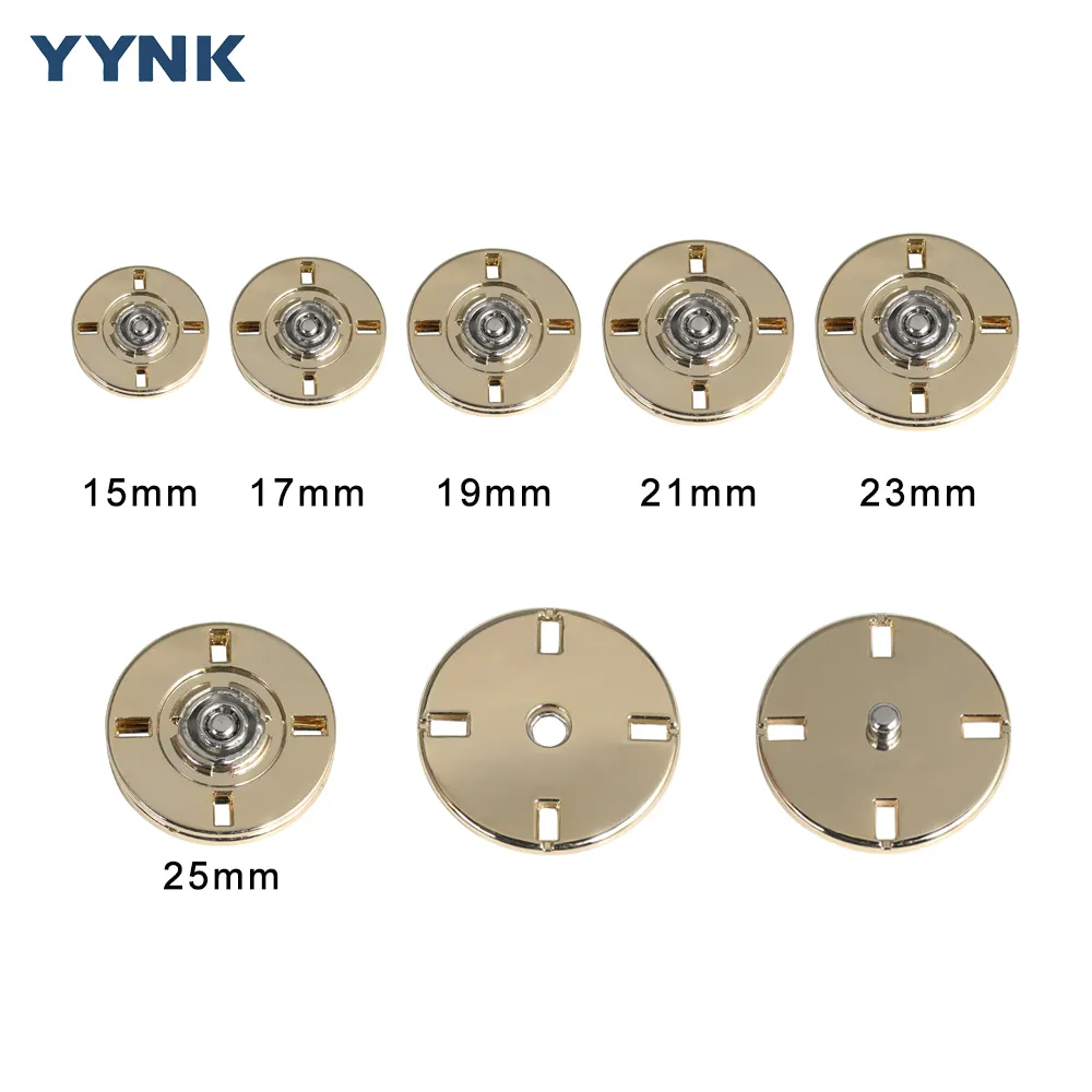 15mm 17mm 19mm 21mm 23mm 25mm Metal Zinc Alloy Press Button Round Sewing Invisible Snap Button