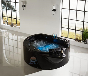 Moderna <span class=keywords><strong>Bañera</strong></span> de <span class=keywords><strong>Hidromasaje</strong></span> <span class=keywords><strong>Redonda</strong></span> Grande, <span class=keywords><strong>Bañera</strong></span> de Masaje Spa Negra, Bañeras de <span class=keywords><strong>Hidromasaje</strong></span> Acrílicas Independientes - Product Image 2