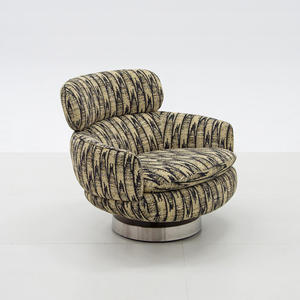 Silla Giratoria Minimalista Italiana - Silla de Salón Giratoria de Acero Inoxidable |   Sofá Individual de Diseño de Lujo Ligero para Villa o Penthouse - Product Image 1