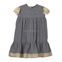 Vêtements pour femmes, robe personnalisée ODM, robe d'été, vêtements pour enfants en lin et coton, robe à volants en dentelle, robe pour bébé, petite fille