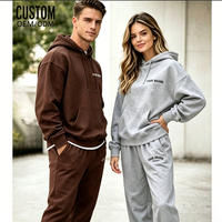 Ensemble survêtement unisexe personnalisé en molleton brodé à col ras du cou, coupe oversize, pour homme et femme, décontracté et sportif