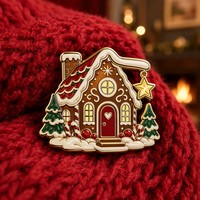 Lot de Broches Émaillées Personnalisées Maison de Pain d'Épices de Noël – Vente en Gros, Badges Métalliques Festifs, Cadeau, Fabrication OEM ODM