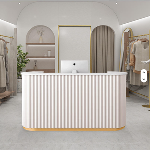 Comptoir de caisse moderne pour petite clinique, bureau de réception rose pour petit salon de beauté, comptoir de caisse pour boutique, bureau d'accueil - Product Image 1