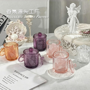 Diffuseur d'arômes sans flamme, pot en verre coloré, ornement en pierre brute de cristal, tasse en verre, tasse à parfum, souvenir pour la maison - Product Image 3