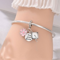 Nouveauté 2026 Perle pendentif breloque en argent, motif fleurs de printemps, de graduation et de naissance, avec zircon, compatible bracelet à breloques, pour cadeau, en promotion