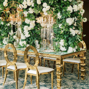 Mesa de <span class=keywords><strong>Comedor</strong></span> Rectangular de Metal para Eventos, Bodas y Fiestas, Muebles de Lujo Estándar, 120x80, Moderna, para Cocina, para 8 a 10 Personas - Product Image 2