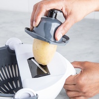 Nouvelle Tendance : Hachoir Rotatif Multifonctionnel 9-en-1 en Acier Inoxydable avec Double Panier d'Égouttage pour Légumes