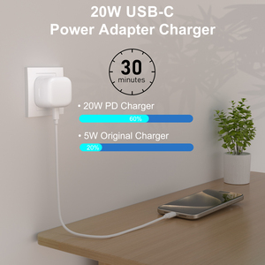 Enchufe de cargador rápido UK PD 20W y cable de carga tipo <span class=keywords><strong>C</strong></span> adaptador de alimentación y cable para teléfono - Product Image 4