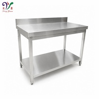 Table de préparation en acier inoxydable personnalisable avec crédence et étagère inférieure pour cuisine de restaurant commercial