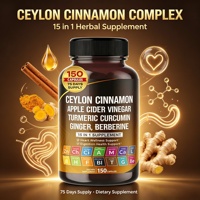 LUVVITA Vente en gros – Capsules 15-en-1 pour adultes : Cannelle de Ceylan, Vinaigre de cidre de pomme, Curcuma, Gingembre, Berbérine – Digestion et soutien pour femmes enceintes