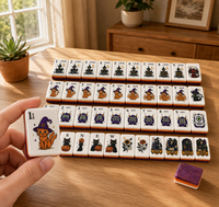 Ensemble de Mahjong Américain en Acrylique Cristal Moderne Premium, Tuiles Thème Halloween, Écologique, OEM ODM Marque Privée, Vente en Gros, 4 Joueurs