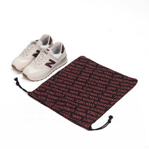 Sac de rangement personnalisé en coton mousseline noir avec cordon de serrage pour chaussures et vêtements, imprimé sur toute la surface, réutilisable, pour le voyage quotidien, avec logo - Product Image 2