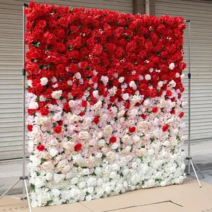 Individuelle weiße aufgewickelte Stoffblume Wand Hochzeitsdekoration künstliche Seidenrose Blumenplatte Kulisse Blumenwand