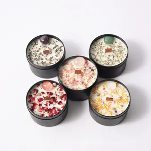 Dried Flower Crystal Aromatherapy Different Colors Scented Luxury Color Paraffin Wax Wholesale Custom Candles