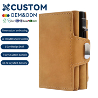 Dompet Kartu Pop Up dengan Kancing Penutup untuk Pria, Dompet Uang Pop Up Anti RFID Custom, Tempat Kartu Logam Aluminium dengan Kantong Koin