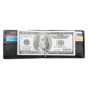Cartera delgada de cuero de vaca genuino negro con bloqueo RFID para hombre, tarjetero de foto de identificación Retro Vintage, billeteras minimalistas con <span class=keywords><strong>Clip</strong></span> para dinero - Product Image 3