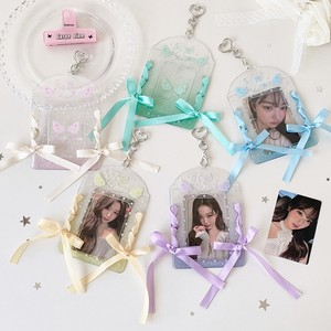 <span class=keywords><strong>Kawaii</strong></span> 3-Zoll Transparente PVC-Flügel-Kartenhalter DIY Schleifenband Geu-Ka Hülle für Studentenausweis & Busfahrkarte mit Dekorativem Band - Product Image 3